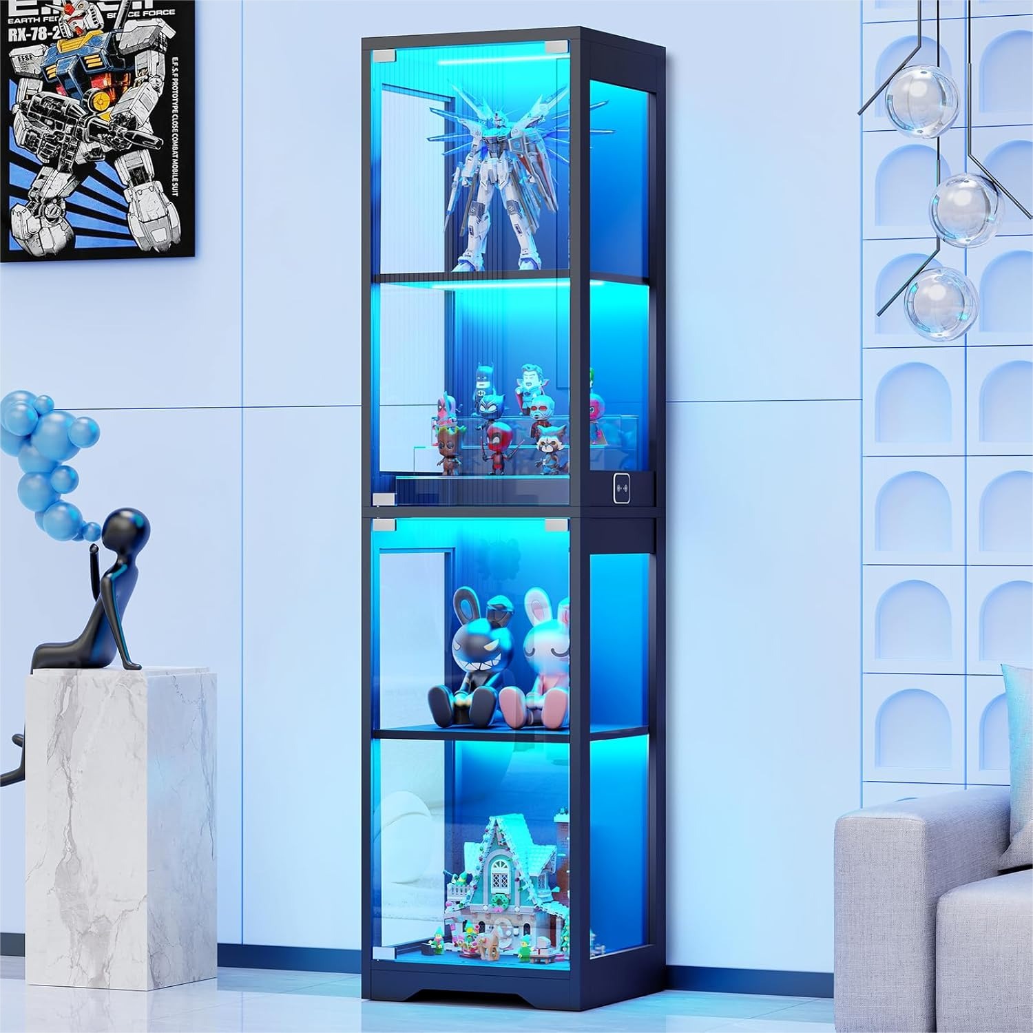 Glass Cabinet Display - Glass Display Cabinet with 3 Color
