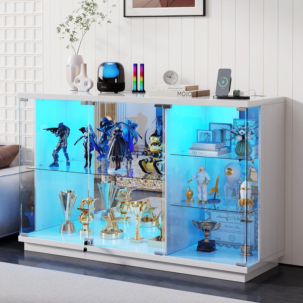 Glass Cabinet Display - 47.2 White Glass Display Cabinet with
