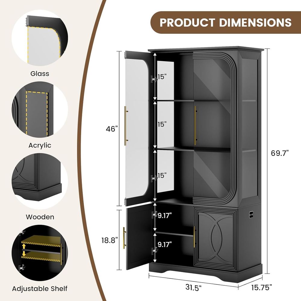 69 Tall Glass Display Cabinet  - Glass Cabinet Display review and price