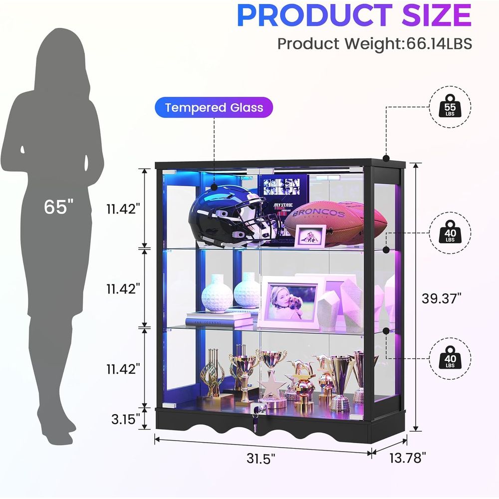39 Tall Glass Curio Cabinet wi - Glass Cabinet Display review and price