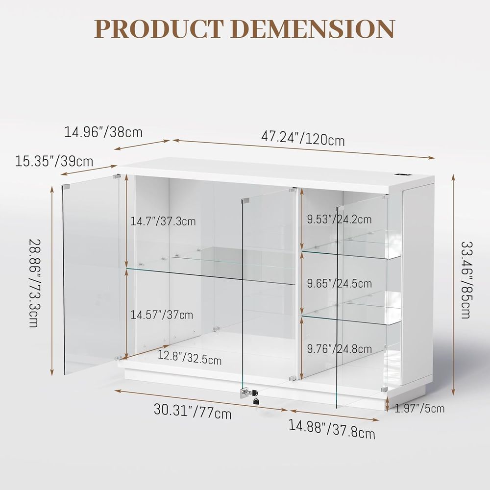 47.2 White Glass Display Cabin - Glass Cabinet Display review and price
