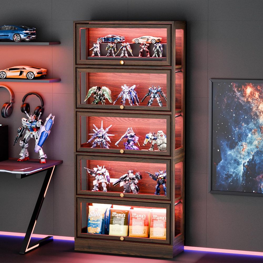 5-Tier Walnut Acrylic Glass Di - Glass Cabinet Display review and price