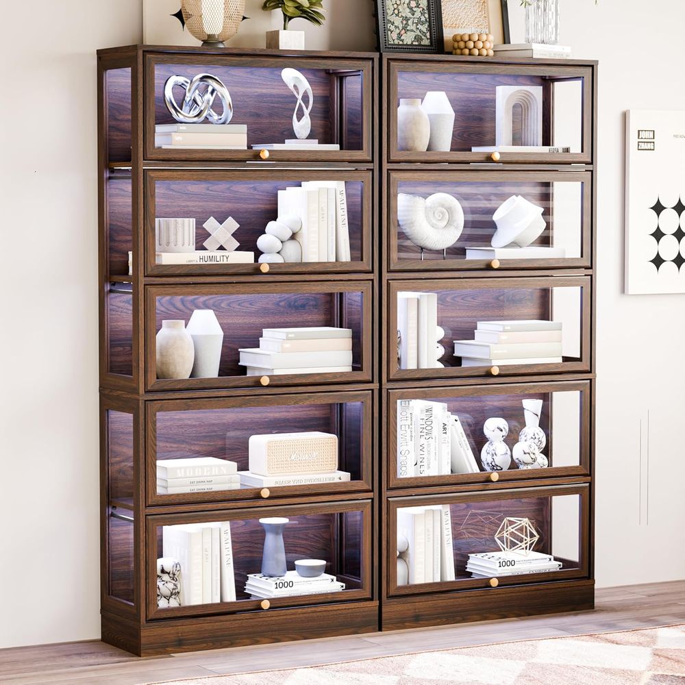 5-Tier Walnut Acrylic Glass Di - Glass Cabinet Display review and price