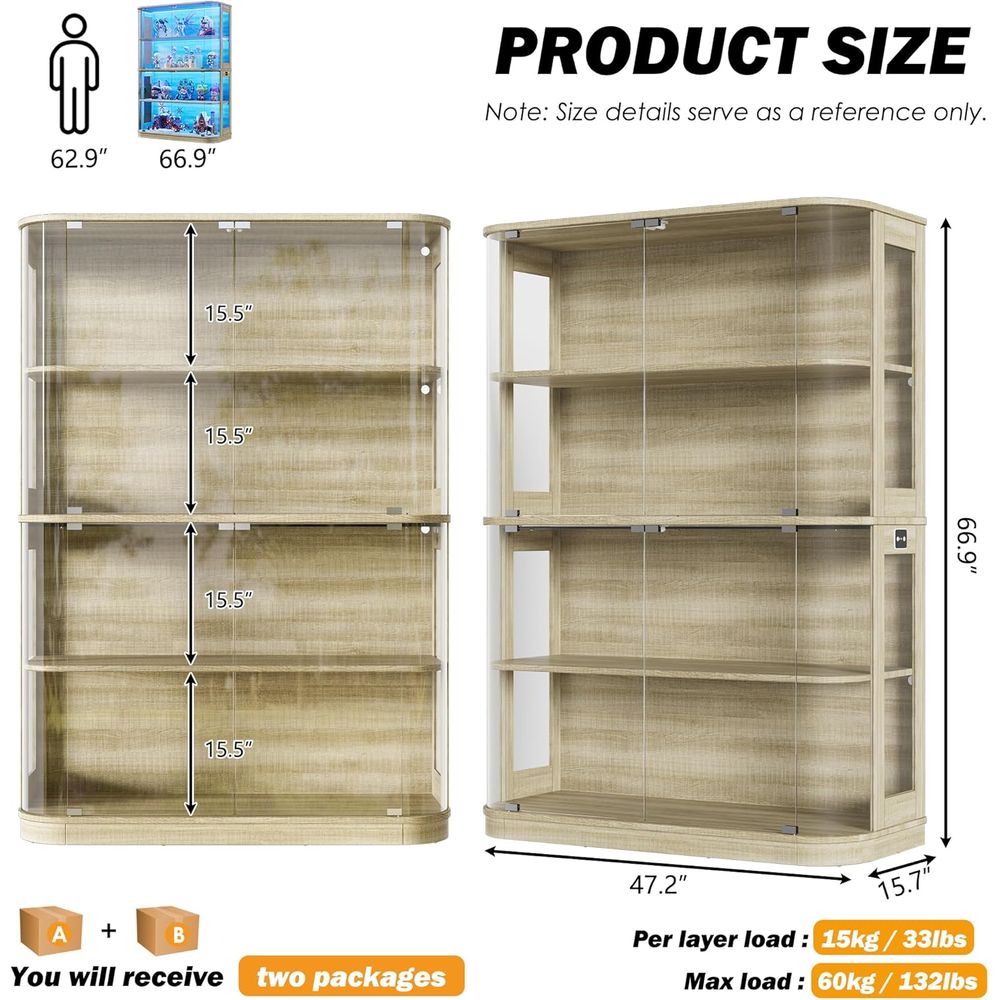 47.2 Glass-Door 4-Tier Display - Glass Cabinet Display review and price