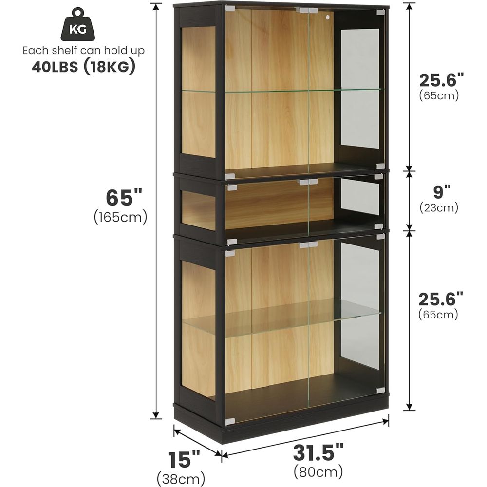 5-Shelf LED Lighted Glass Disp - Glass Cabinet Display review and price