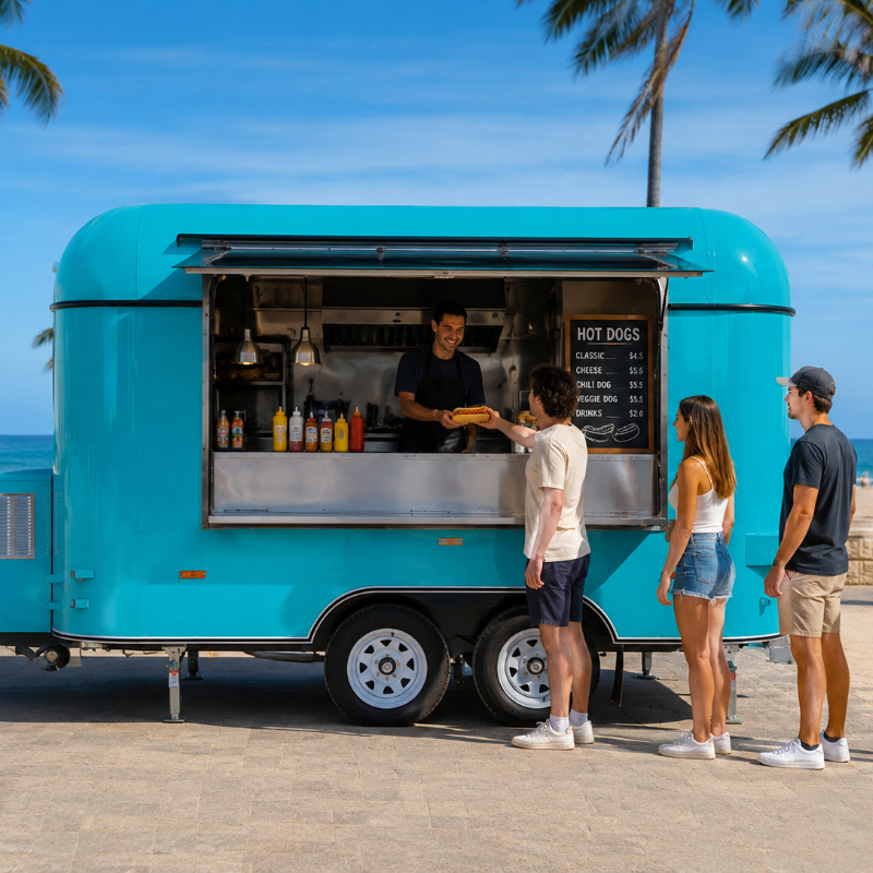 Customized Food Truck Mobile w - Hot Dog Vending Cart review and price